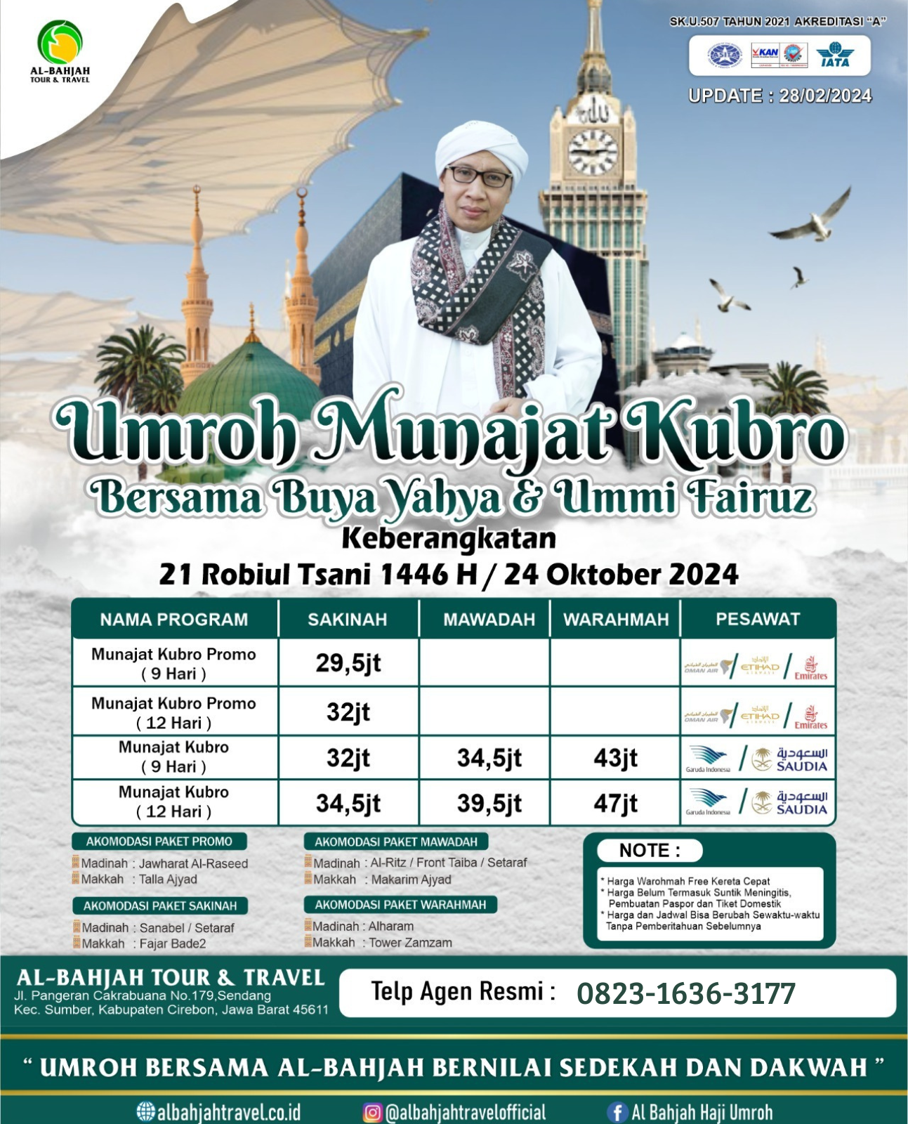 hubungi agen resmi albahjah travel cirebon, daftar jadwal dan harga paket terbaik haji dan umroh