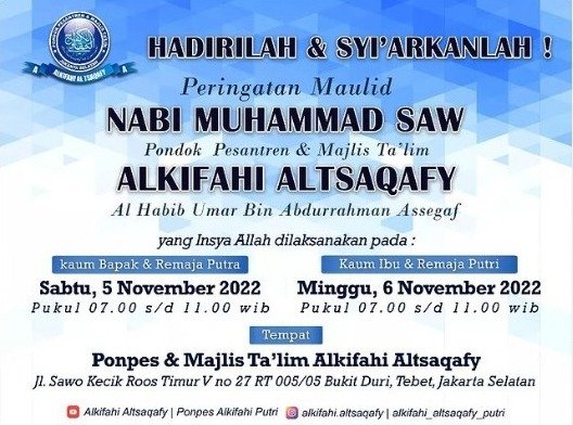 Maulid NABI MUHAMMAD SAW di ALKIFAHI ALTSAQAFY