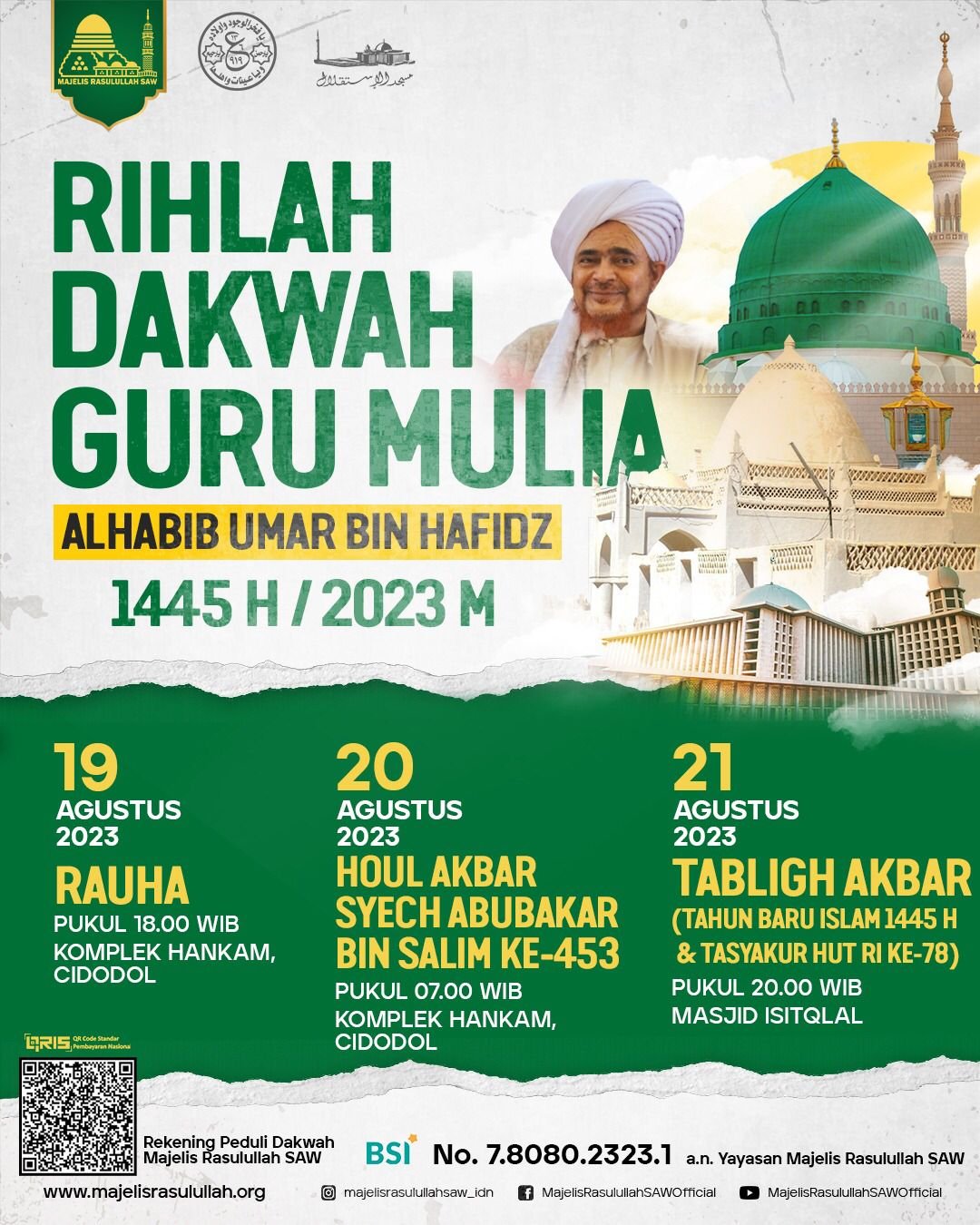 Jadwal Rihlah Dakwah Alhabib Umar bin Hafidz Guru Mulia