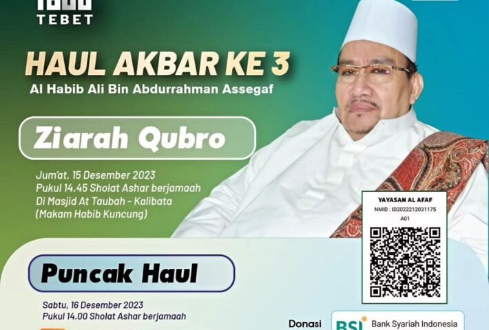 Haul Tebet ke-3 Haul Sang Maha Guru Besar Sayyidil Walid Al Alamah Al Arifbillah Al Habib Ali bin Abdurrahman bin Ahmad Assegaf