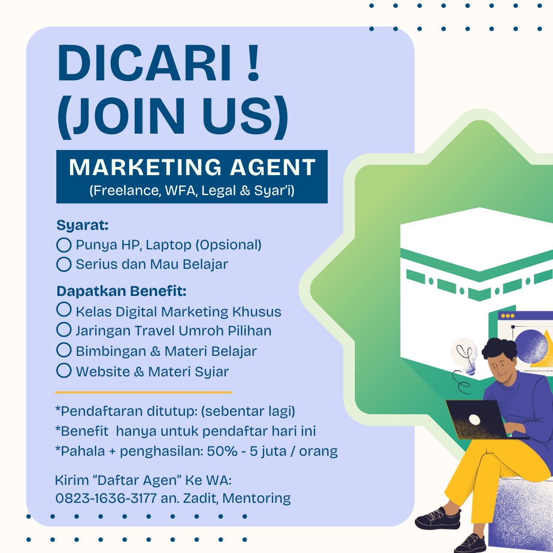 lowongan kerja marketing agen umroh travel freelance WFH